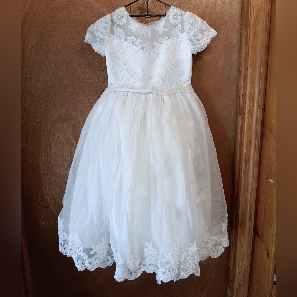 Cinderella White Lace Formal Kids Dress